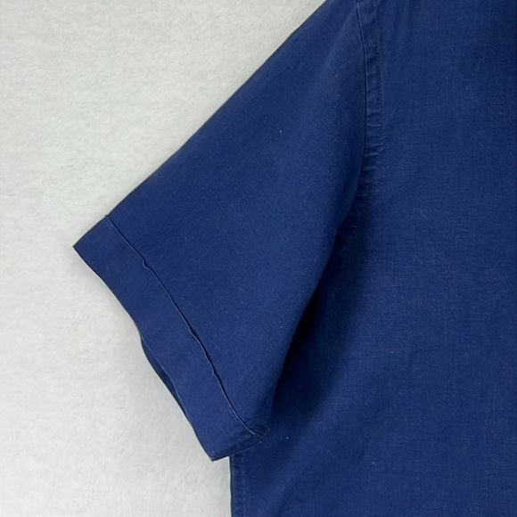 Tasso Elba Men’s Linen Shirt Sz XL Navy 55% Linen 45% Cotton Short Sleeves EUC - Picture 6 of 11
